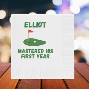 Masters First Birthday Golf Theme Birthday Party Napkins, 1st Birthday Napkins, Golf Party Cake Napkins, Custom Masters Napkins, Golf Decor