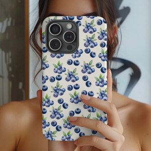 Blueberry Phone Case with Blueberries, Spring to Summer Phone Cases, Trendy Berries Phone Case for Iphone 16 15 14 13 Samsung Galaxy S25 S24