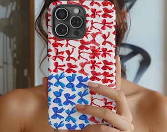 American Flag Bows Phone Case: Patriotic Coquette USA Design
