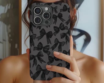 Black Bow Phone Case: Preppy Coquette Style, Protective Dual Layer