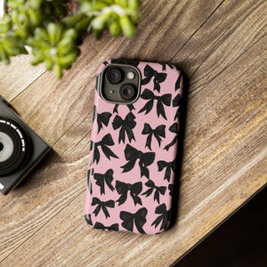 Black Bow Pink Phone Case: Preppy Coquette iPhone & Galaxy Cover image 3