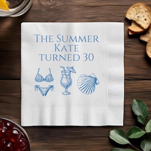 Custom 30th Birthday Napkins: The Summer I Turned 30, Personalized Party Decor