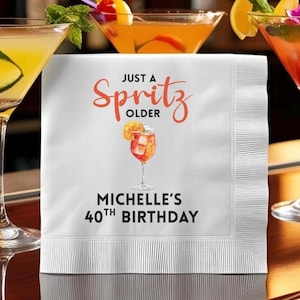 Aperol Spritz Birthday Cocktail Napkins: Custom Milestone Party Decor