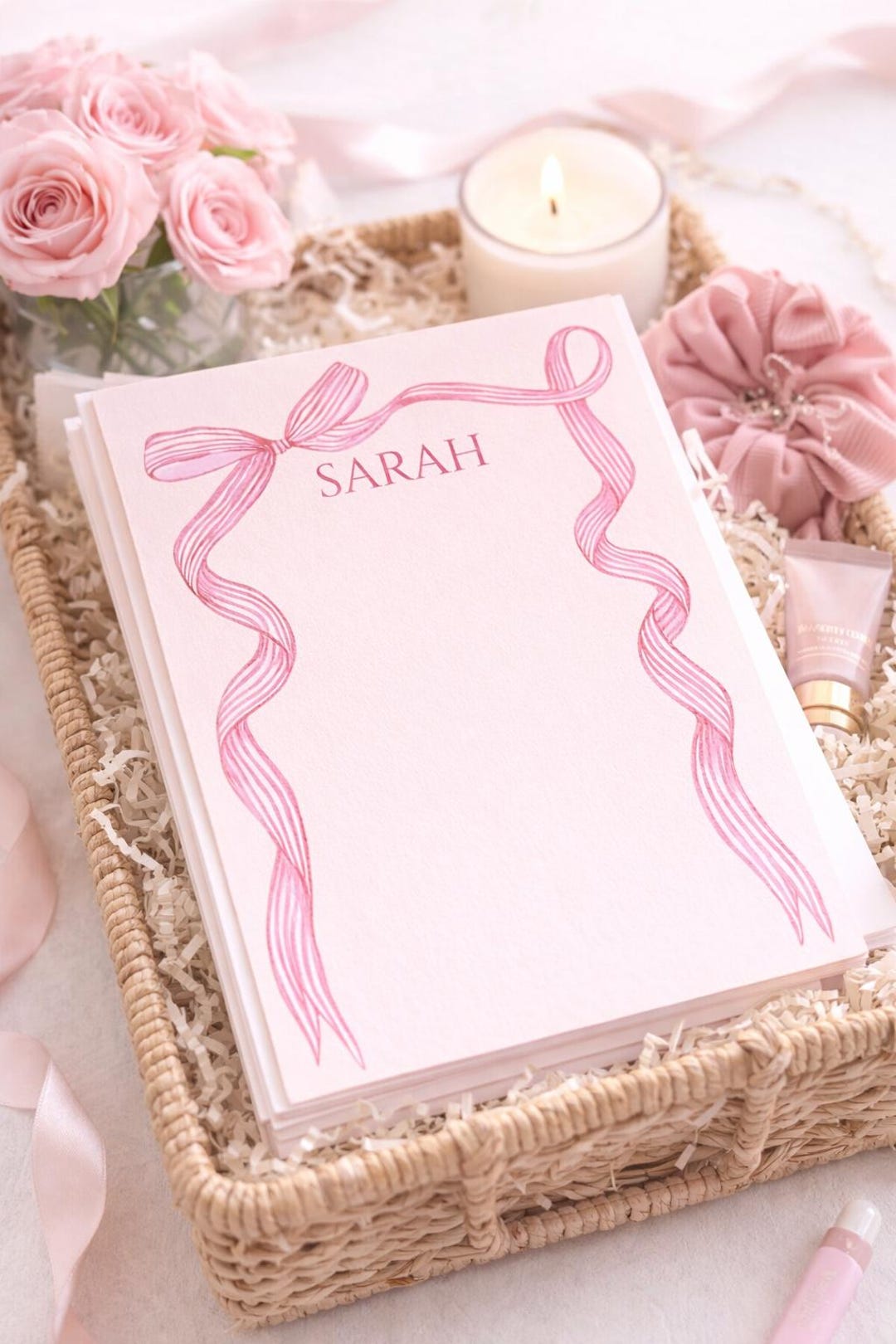 Custom Bow Post It Notes | Personalized Pink Notepad | Coquette Desk ...