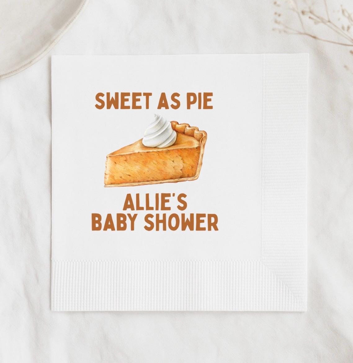 パーソナライズされたパンプキンパイのベビーシャワー用ナプキン：素朴な秋の装飾 - Etsy 日本, image size:1138x1168