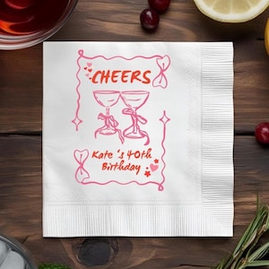 Custom Pink Bow Coquette Napkins: Personalized Party Decor