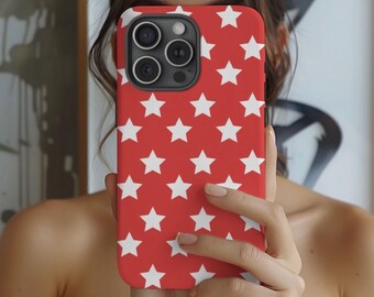 Funda para iPhone con estrella patriótica, funda para teléfono roja, blanca y azul, funda estética con la bandera de EE. UU., funda para teléfono del 4 de julio