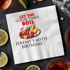 Custom Crawfish Boil Napkins: Personalized Cajun Party Decor
