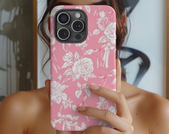 Różowe etui na telefon z kokardą i kwiatowym wzorem, urocze dziewczęce etui ochronne na iPhone'a 16 15 14, Galaxy Pixel