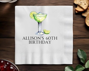 Margarita Birthday Napkins – Custom Fiesta Party Decor, Personalized Cocktail Napkins, Fun Cinco de Mayo Celebration