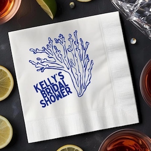 Custom Nautical Party Napkins – Blue Beach Bridal Shower, Birthday, Bachelorette, Summer Coastal Theme Cocktail Napkins