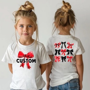 Custom Red Bow T-Shirt: Gameday Shirt for Girls