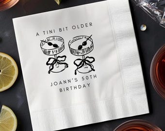 Tovaglioli di compleanno Martini personalizzati: tovaglioli da cocktail personalizzati per feste importanti, divertenti decorazioni per bar e feste di compleanno