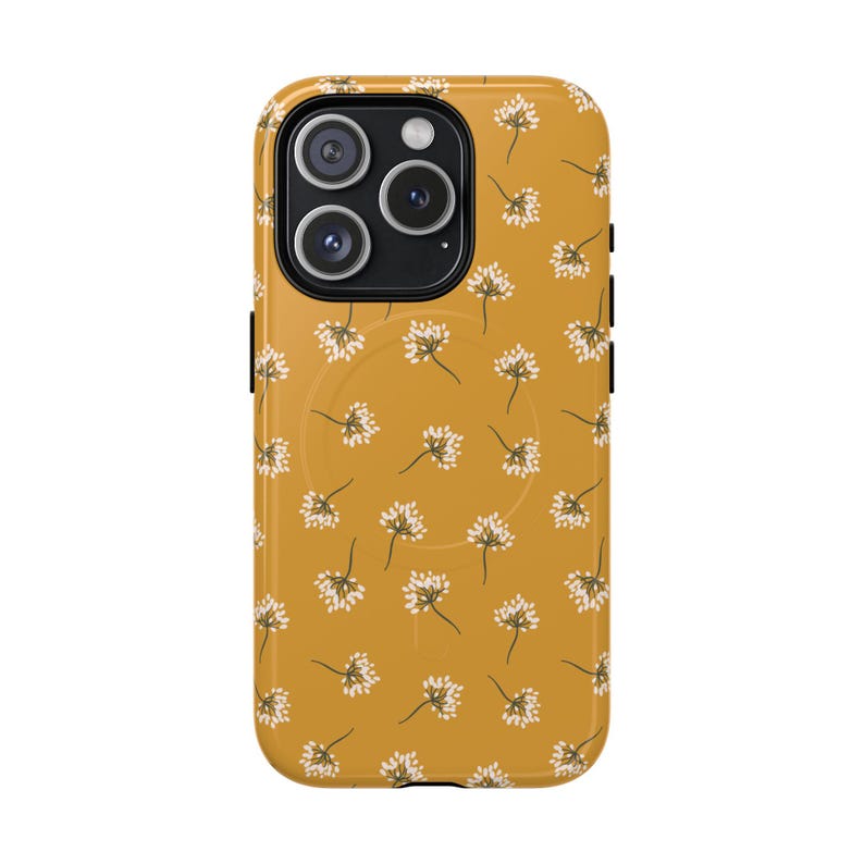 Boho Dandelion iPhone Case, Minimalist Floral Phone Case, Mustard Yellow Flower Case, MagSafe Compatible iPhone Cover, Boho Aesthetic Gift image 4
