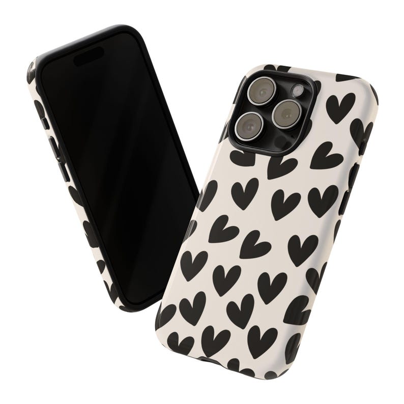 Minimalist Black Heart Phone Case | Cute Girly iPhone Case | Trendy Aesthetic Heart Cover | Coquette Lover Gift image 9
