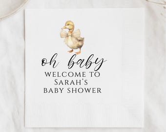 Oh-babyservetten | Neutrale babyshowerservetten | Decoratie babyshower eendje | Gepersonaliseerde servetten voor babyshower 'Mother Goose'