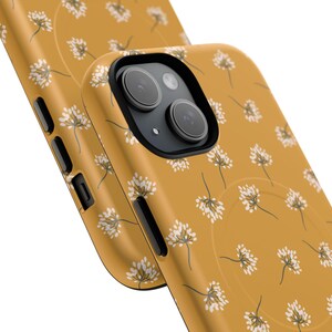 Boho Dandelion iPhone Case, Minimalist Floral Phone Case, Mustard Yellow Flower Case, MagSafe Compatible iPhone Cover, Boho Aesthetic Gift image 2