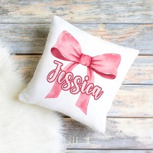 INCLUDES INSERT Personalized Name Pillow - Custom Name Pillow for Girls Room - Coquette Pillow - Preppy Room Decor - Girls Bedding - Gift