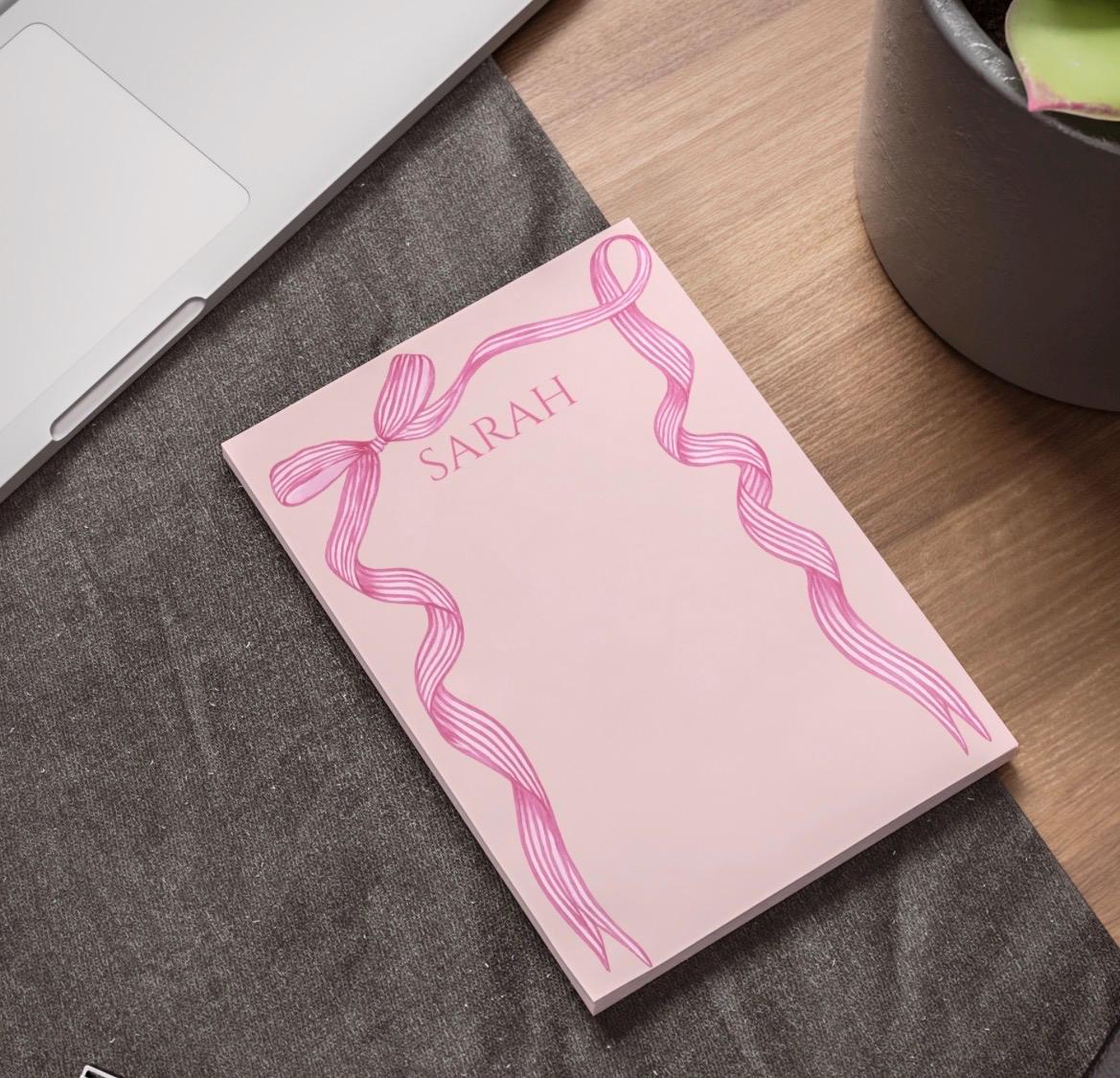 Custom Bow Post It Notes | Personalized Pink Notepad | Coquette Desk ...