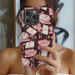 Book Lovers Phone Case Coquette Inspired Girly Books Phone Cover Chic and Elegant Vintage Style Phone Accessory for Iphone 16 15 14 S23 S24