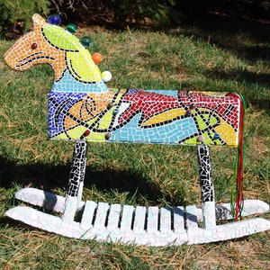 Mosaic Glass Rocking Horse