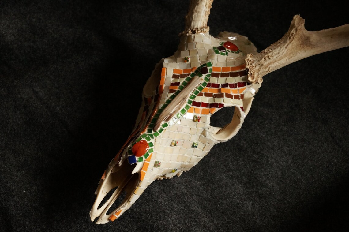 Carolina Whitetail Mosaic Deer Skull Etsy