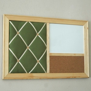 Green French Memo Board, Cork board Bulletin Board, Magnetic Whiteboard Dry Erase Board Wall Organizer, Modern Office Decor, Chartreuse