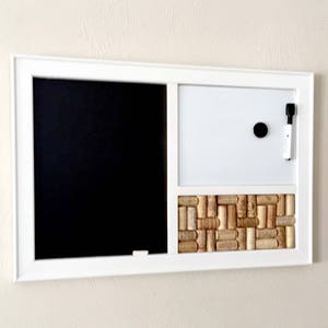 Chalkboard, Magnetic Dry Erase Whiteboard, Wine Corkboard, Office Decor, Modern Farmhouse Decor, Kitchen Wall Organizer, Framed organizer
