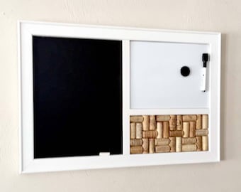 Chalkboard, Magnetic Dry Erase Whiteboard, Wine Corkboard, Office Decor, Modern Farmhouse Decor, Kitchen Wall Organizer, Framed organizer