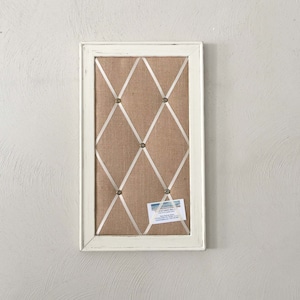 Framed French Memo Board, Shabby Chic, Dorm Decor, Command Center, Office decor, Coastal Farmhouse, Burlap, Wall organizer, gift for Mom