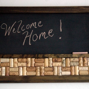 Wine Cork board Chalkboard Combo, Kitchen Corkboard, Rustic Farmhouse Decor, Framed Chalkboard, Chalk Cork Combo, Rustic Office Decor