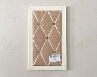 Framed Memo Board, Shabby Chic French Memo Board, Dorm Decor, Command Center, Office decor, Coastal Farmhouse, Burlap decor, Wall organizer