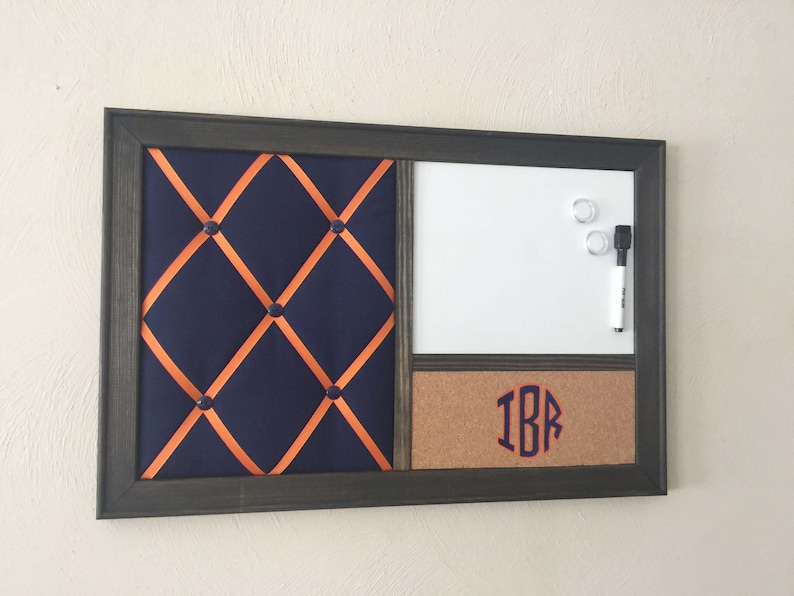 Monogram Bulletin Board Wall Organizer With Whiteboard Dorm Etsy