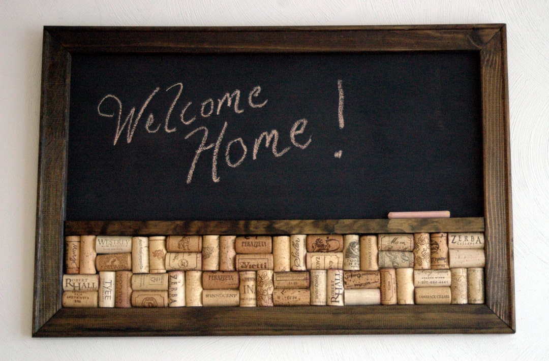Wine Cork Board Chalkboard Combo, Kitchen Corkboard, Rustic Farmhouse