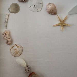 Open heart shell in a White Shadow Box Frame, Coastal Decor, Heart Mosaic, Seashell wall art, Mother's day gift, pink, beach wedding image 7