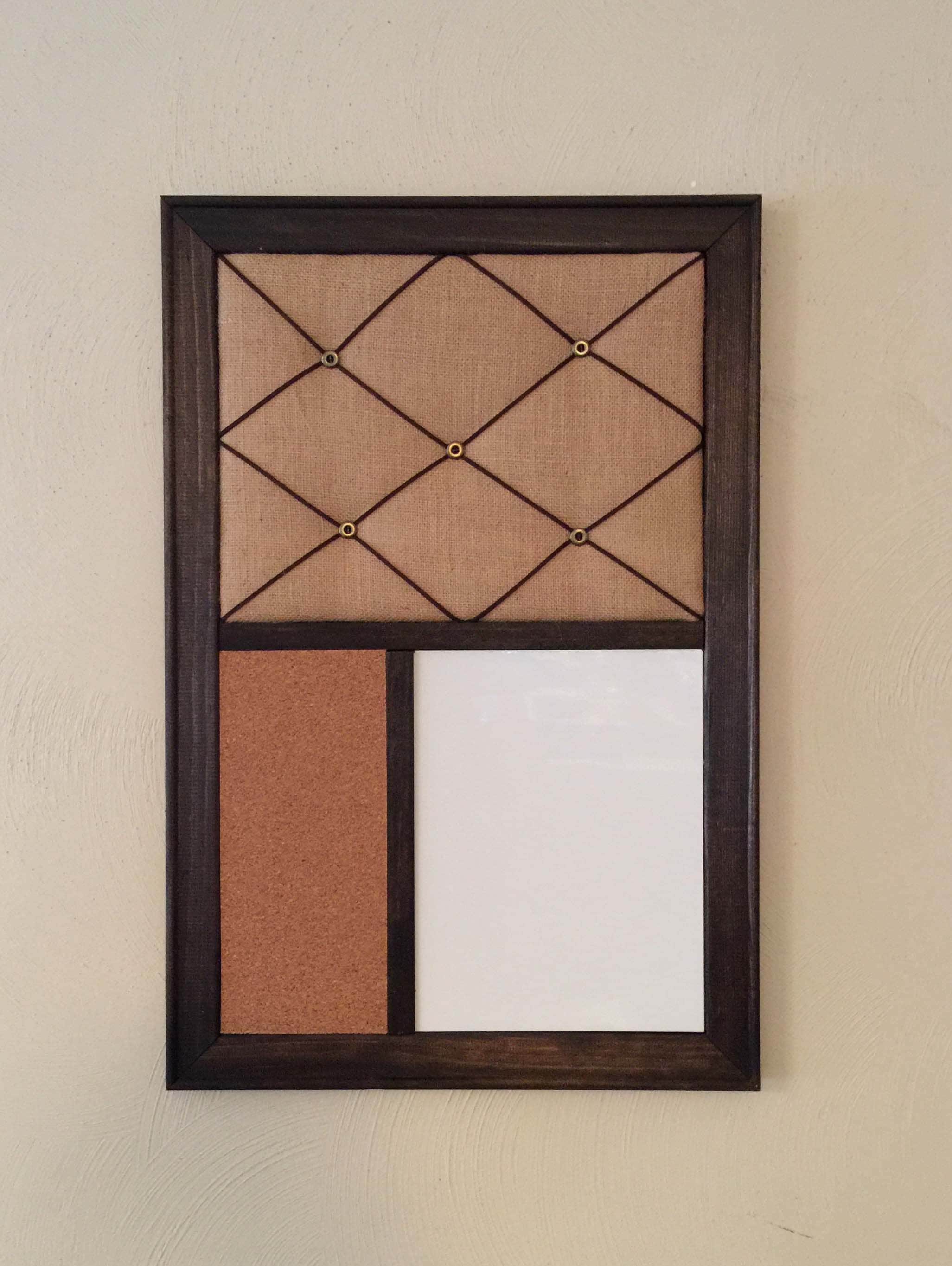 Rustic Whiteboard Rustic Farmhouse Wall Organizer, Burlap Memo Board, Wine Cork ...