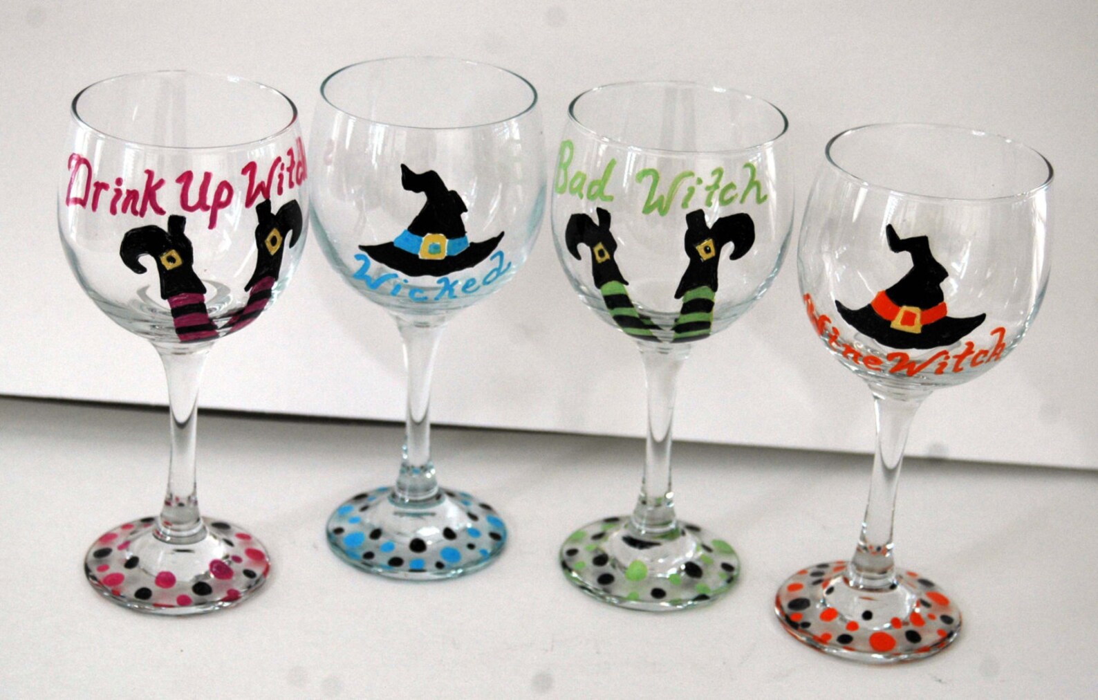 Halloween Glasses Hand Painted Wine Glasses set of Etsy