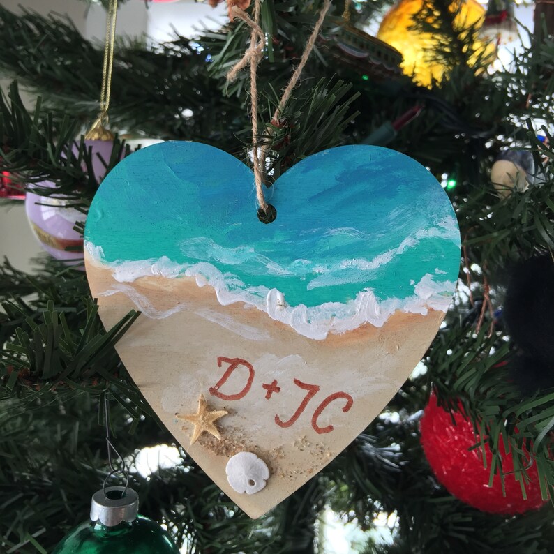 Personalized Ornament Couples Gift Beach Ornament Coastal Etsy UK