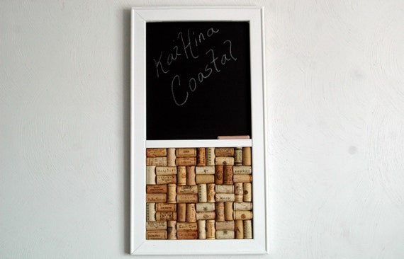 Cork Board Chalkboard Combo Wine Corkboard Pinboard Etsy