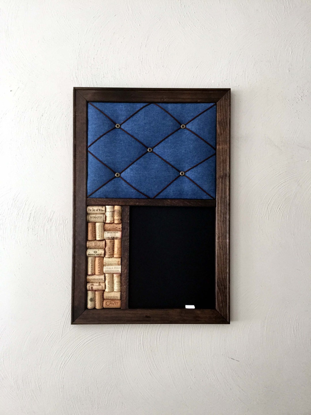 Rustic Chalkboard Denim French Memo Board Wine Cork Board Etsy