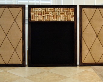 Large Wall Organizer with French Memo Boards, and a Wine Cork board & Chalkboard Components, Wall Organization System, Family Command Center