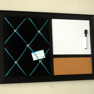 Magnetic Dry Erase Board, Customized Black White Memo Board, Corkboard Message Bulletin Board, Dorm room, Cubicle Décor, graduation gift