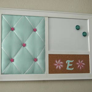 Personalized Monogram Hand Painted Bulletin Board, Whiteboard, Pastel Memo Board, French Memo Board Wall Organizer, Dorm Decor, Girl's Room