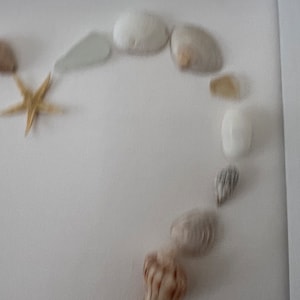 Open heart shell in a White Shadow Box Frame, Coastal Decor, Heart Mosaic, Seashell wall art, Mother's day gift, pink, beach wedding image 9