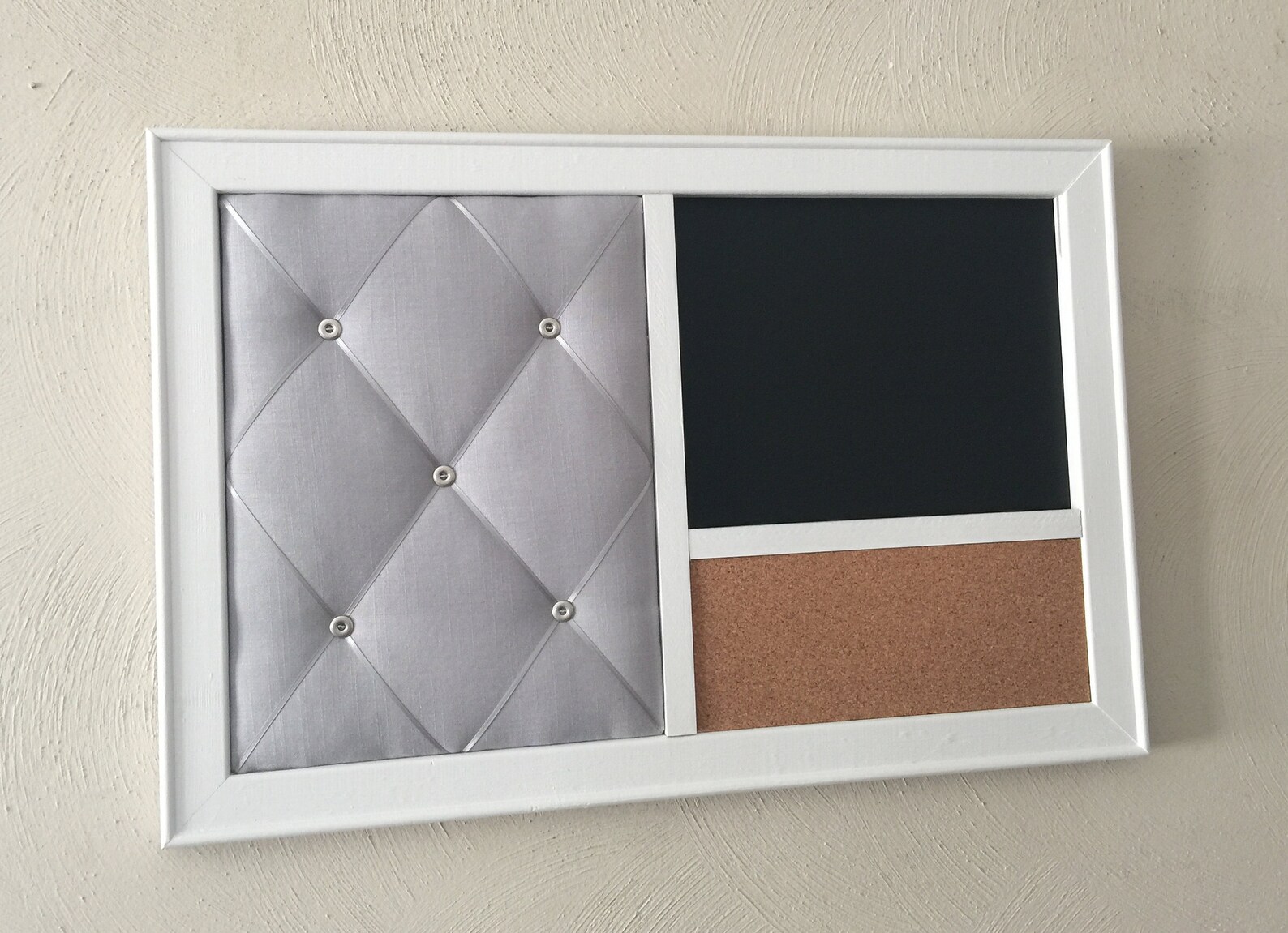 Grey Linen French Memo Board Whiteboard or Chalkboard Cork Etsy