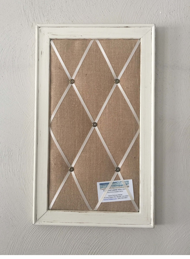 Framed Memo Board, Shabby Chic French Memo Board, Dorm Decor, Command Center, Office decor, Coastal Farmhouse, Burlap decor, Wall organizer image 5