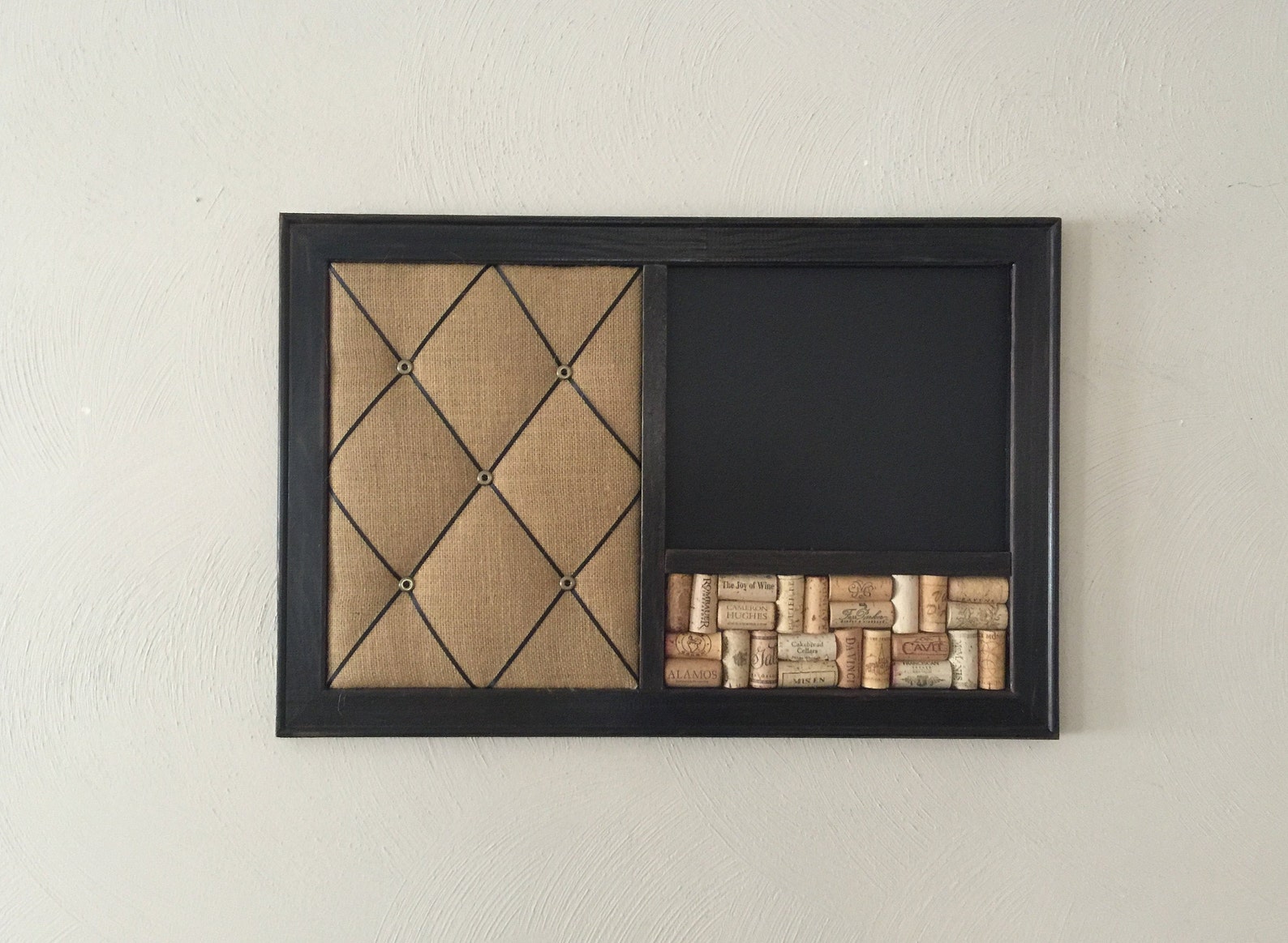 Burlap French Memo Board Wine Corkboard & Chalkboard Kitchen Etsy