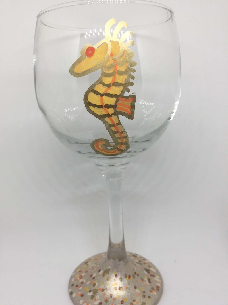 Hand Painted Beach Wine Glasses with Seashells Sand dollar Etsy