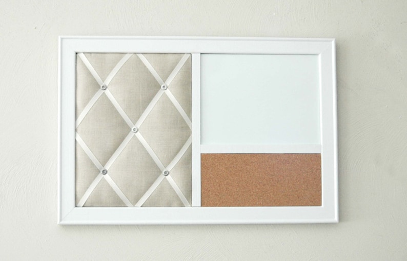 Linen French Memo Board Whiteboard & Corkboard Etsy España