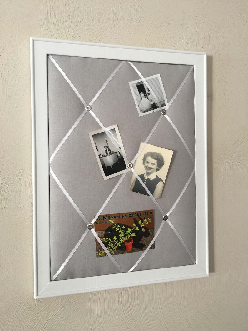 Framed Gray Linen French Memo Board Memory Board Photo ...